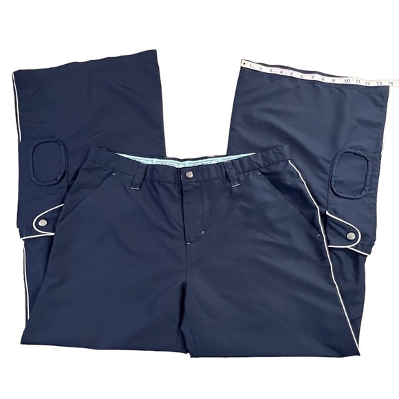 Vintage Rave Goth Navy Blue Extra Wide Leg Baggy Cargo Pants by Caffeine Y2K 90s - Picture 4 of 14